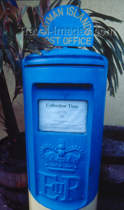 cayman13: Cayman Islands - Gran Cayman - George Town - blue ER II postbox - Cayman Islands Post Office - photo by F.Rigaud - (c) Travel-Images.com - Stock Photography agency - Image Bank