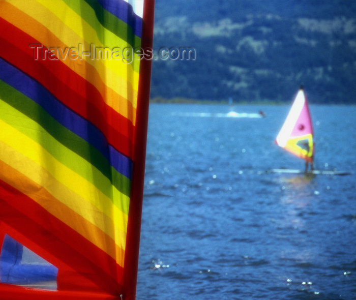 chile105: Araucanía Region, Chile - Pucón: windsurfers in Lake Villarica - photo by Y.Baby - (c) Travel-Images.com - Stock Photography agency - Image Bank