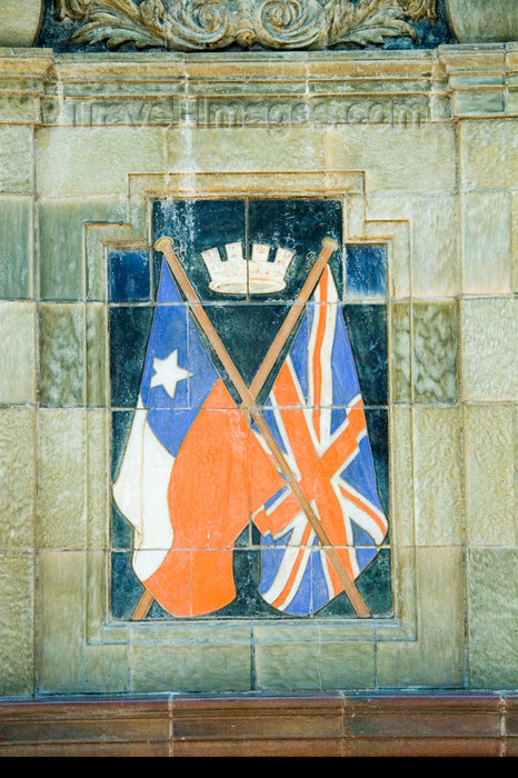 chile120: Antofagasta, Chile: British and Chilean flags - Plaza de Armas - photo by D.Smith - (c) Travel-Images.com - Stock Photography agency - Image Bank