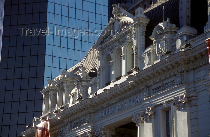 chile143: Santiago de Chile: Historical Spanish Architecture of the Central Post Office on the Plaza de Armas - Correo Central - photo by C.Lovell - (c) Travel-Images.com - Stock Photography agency - Image Bank