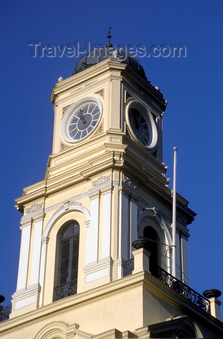 chile144: Santiago de Chile: the clock tower of the Palacio de la Real Audiencia, which became the National Historical Museum - Plaza de Armas - photo by C.Lovell - (c) Travel-Images.com - Stock Photography agency - Image Bank