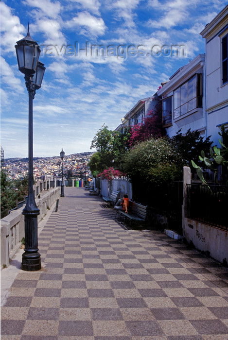 chile162: Valparaíso, Chile: Conception Street on Cerro Conception with historical and colorful houses and lampposts - photo by C.Lovell - (c) Travel-Images.com - Stock Photography agency - Image Bank