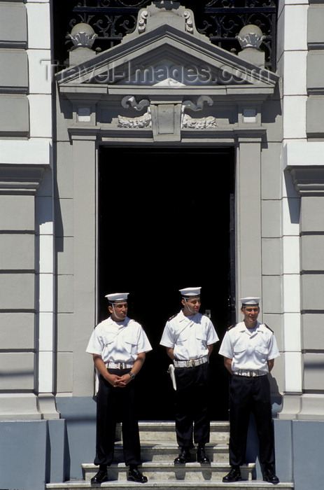 chile176: Valparaíso, Chile: sailors on guard at the Primera Zona Naval on Plaza – sentinels - photo by C.Lovell - (c) Travel-Images.com - Stock Photography agency - Image Bank