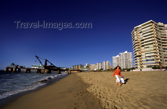 chile179: Viña Del Mar, Valparaíso region, Chile: beach, pier and high rises describe Chile's prime beach resort town - photo by C.Lovell - (c) Travel-Images.com - Stock Photography agency - Image Bank