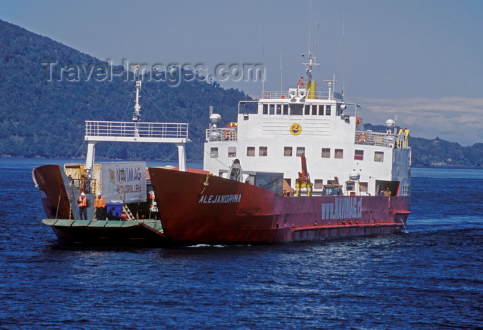 chile189: Chaitén, Palena Province, Los Lagos Region, Chile: the Navimag ferry Alejandrina arrives to transport cars and passengers from Chaitén to Chiloe Island across the Golfo Corcovado - photo by C.Lovell - (c) Travel-Images.com - Stock Photography agency - Image Bank