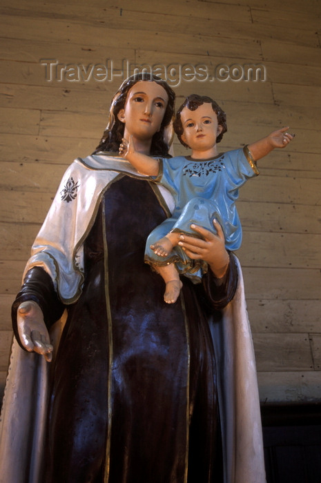 chile201: Dalcahue, Chiloé island, Los Lagos Region, Chile: Mary and baby Jesus in the neoclassical 19th century church - photo by C.Lovell - (c) Travel-Images.com - Stock Photography agency - Image Bank