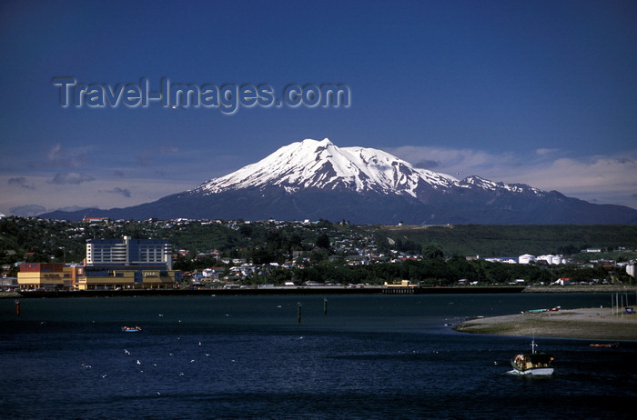 chile210: Puerto Montt, Llanquihue Province, Los Lagos Region, Chile: view of Puerto Montt with a snow-capped Andean peak behind the city - photo by C.Lovell - (c) Travel-Images.com - Stock Photography agency - Image Bank