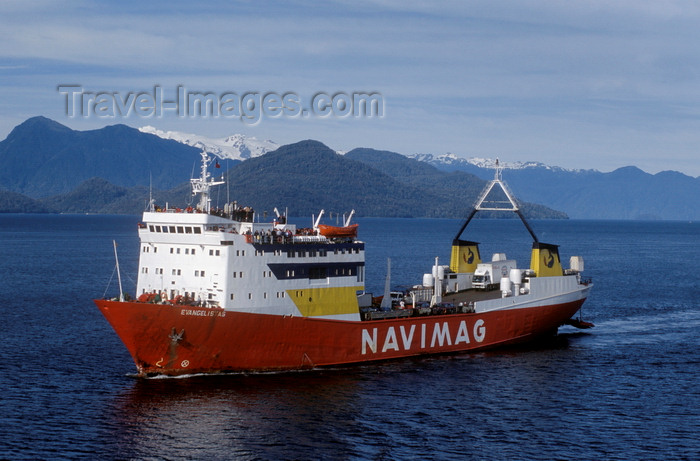 chile211: Gulf of Ancud, Los Lagos Region, Chile: Navimag ferry Evangalistas en route from Puerto Montt to Puerto Natales - Patagonia - photo by C.Lovell - (c) Travel-Images.com - Stock Photography agency - Image Bank