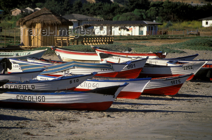 chile22: Los Molles, Valparaíso region, Chile: fishing boats on the beach - photo by C.Lovell - (c) Travel-Images.com - Stock Photography agency - Image Bank