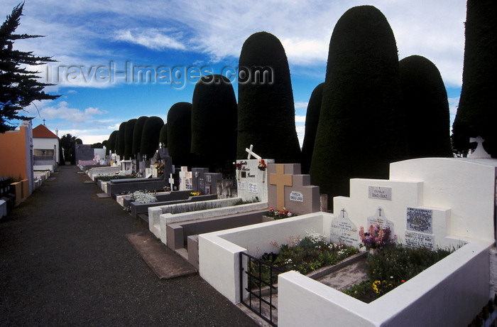 chile257: Punta Arenas, Magallanes region, Chile: municipal cemetery where the wealthy have elaborate tombs - phallic trees - Strait of Magellan - photo by C.Lovell - (c) Travel-Images.com - Stock Photography agency - Image Bank