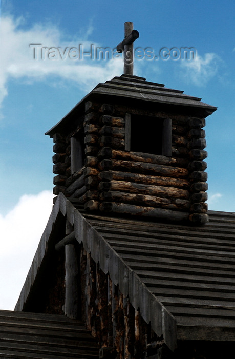 chile259: Bulnes Fort, Magallanes region, Chile: restoration of church originally built in 1843 - Strait of Magellan - Brunswick peninsula - symbol of sovereignty over Patagonia - photo by C.Lovell - (c) Travel-Images.com - Stock Photography agency - Image Bank