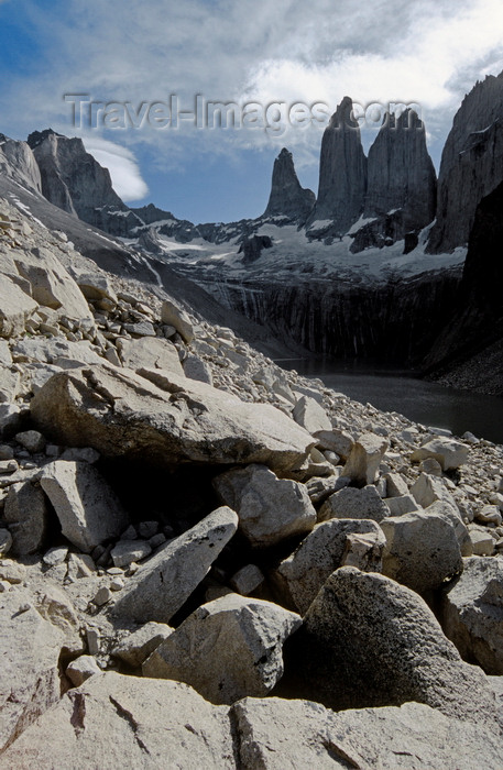 chile42: Torres del Paine National Park, Magallanes region, Chile: glacier lake and the Towers of Paine as seen from the lookout - photo by C.Lovell - (c) Travel-Images.com - Stock Photography agency - Image Bank