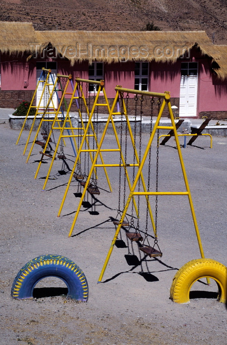 chile52: Putre, Arica and Parinacota region, Chile: Chilean school with swings in the Aymara village of Putre - Northern Chile - photo by C.Lovell - (c) Travel-Images.com - Stock Photography agency - Image Bank