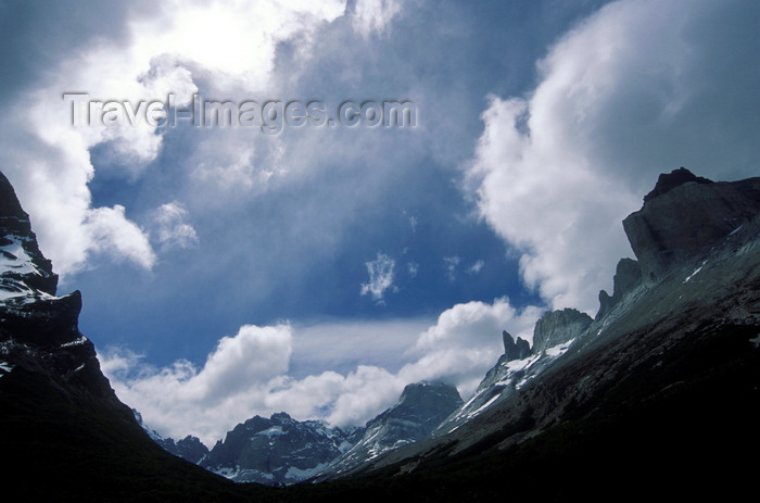 chile62: Torres del Paine National Park, Magallanes region, Chile: peaks and sky above French Valley - photo by C.Lovell - (c) Travel-Images.com - Stock Photography agency - Image Bank