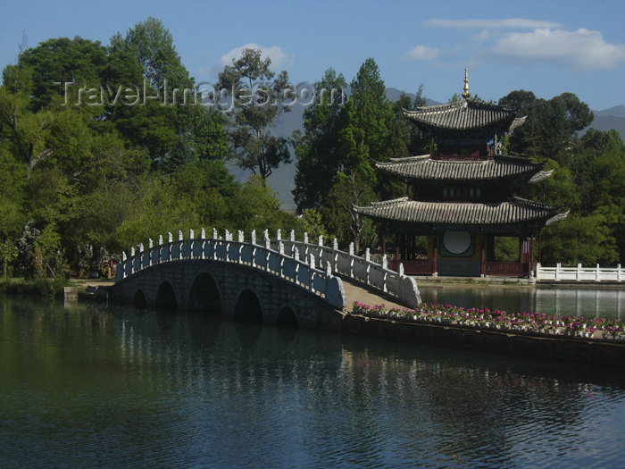 china232: Lijiang, Yunnan Province, China: Dragon Park - pagoda and stone bridge by the water - photo by M.Samper - (c) Travel-Images.com - Stock Photography agency - Image Bank