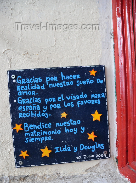 colombia105: Bogotá, Colombia: Monserrate basilica - EU colours - thanking for hapiness and a Spanish visa - Monserrate Hill - Santa Fe - photo by M.Torres - (c) Travel-Images.com - Stock Photography agency - Image Bank