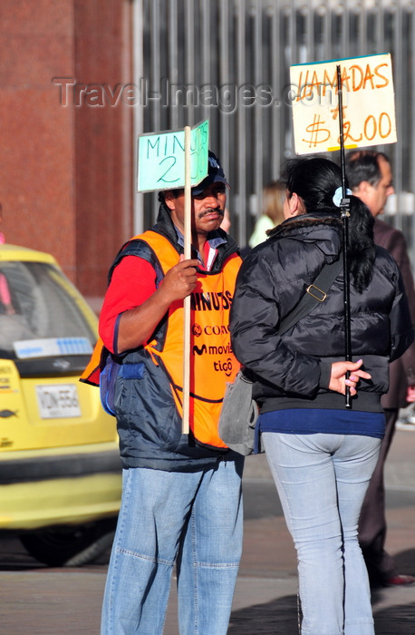 colombia119: Bogotá, Colombia: people selling cell-phone 'minutes' in front of the Central Bank - mobile phone rental - Veracruz - Santa Fe - photo by M.Torres - (c) Travel-Images.com - Stock Photography agency - Image Bank