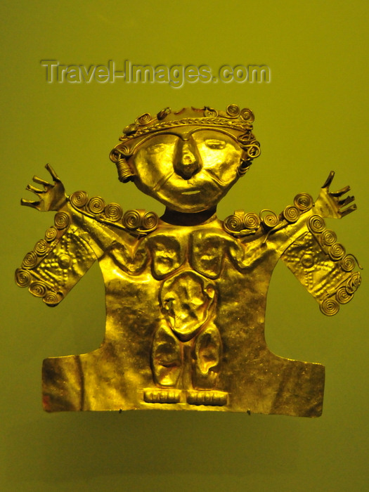 colombia147: Bogotá, Colombia: Gold Museum - Museo del Oro - hammered human figure with spread arms - goldsmiths used the annealing technique - photo by M.Torres - (c) Travel-Images.com - Stock Photography agency - Image Bank