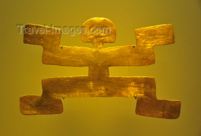 colombia161: Bogotá, Colombia: Gold Museum - Museo del Oro - Tolima pectoral representing a symmetrical human figure in a ritual posture, the legs mirror the arms - photo by M.Torres - (c) Travel-Images.com - Stock Photography agency - Image Bank