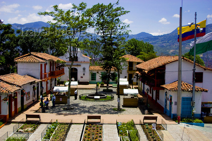 colombia26: Medellín, Colombia: small square with Spanish colonial architecture - replica of a typical Antioqian Paisa village situated on the top Cerro Nutibarra - Pueblito Paisa - photo by E.Estrada - (c) Travel-Images.com - Stock Photography agency - Image Bank