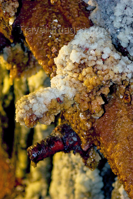 colombia35: Zipaquirá, department of Cundinamarca, Colombia: saltpetre formations cover the metal arches on the old mine tunnel - Salt Cathedral of Zipaquirá - Potassium nitrate - photo by E.Estrada - (c) Travel-Images.com - Stock Photography agency - Image Bank