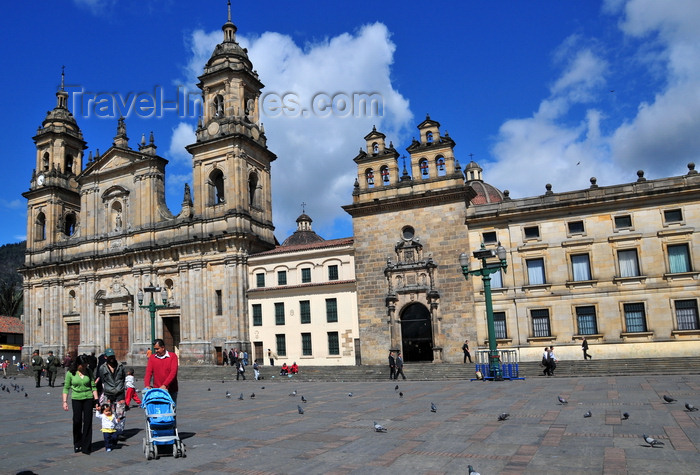 colombia40: Bogotá, Colombia: Plaza Bolivar, east side, Carrera Séptima - Cathedral, Chapel of the Blessed Sacrament and the Archbishop's Palace - Catedral Primada, Capilla del Sagrario, Palacio Arzobispal - square designed by Fernando Martínez Sanabria and Guillermo Avendaño - La Candelaria - photo by M.Torres - (c) Travel-Images.com - Stock Photography agency - Image Bank