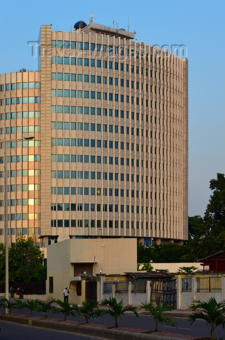 congo37: Brazzaville, Congo: building of the National Petroleum Company of the Congo, SNPC, Société nationale des pétroles du Congo - golden light of the late afternoon - intersection of Avenue Adrien Conus and Avenue du Camp - photo by M.Torres - (c) Travel-Images.com - Stock Photography agency - Image Bank