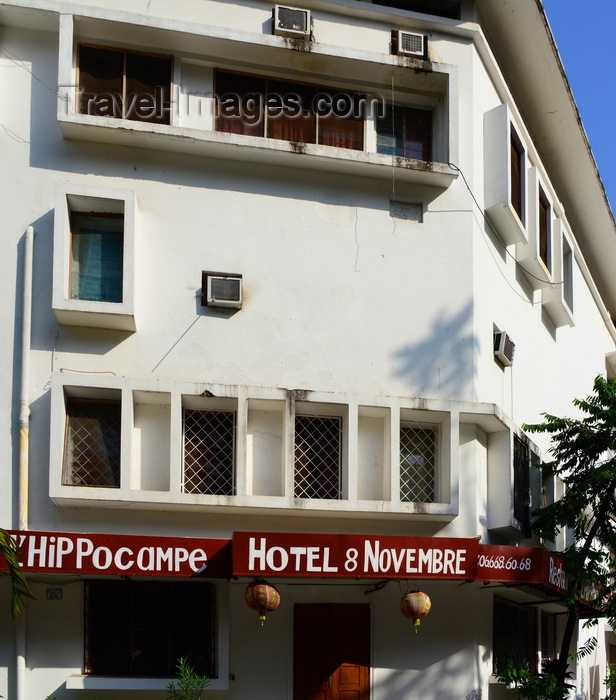 congo73: Brazzaville, Congo:  white facade of the Hotel Restaurant l'Hippocampe / 8 Novembre, Rue Béhangle - photo by M.Torres - (c) Travel-Images.com - Stock Photography agency - Image Bank