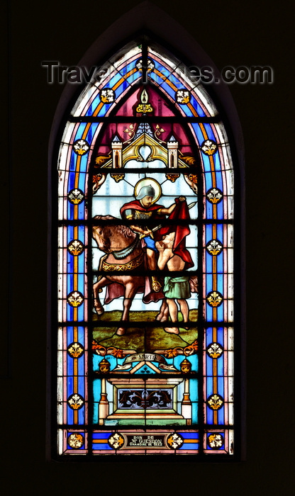 congo9: Brazzaville, Congo: Cathedral of the Sacred Heart window - 19th century stained glass picturing St Martin - Cathédrale du Sacré Cœur / Cathédrale Saint Firmin (1892) - Quartier de l'Aiglon - photo by M.Torres - (c) Travel-Images.com - Stock Photography agency - Image Bank