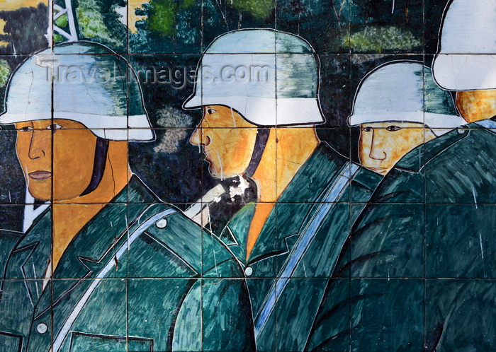 congo93: Brazzaville, Congo: de Gaulle square, off Avenue de Djoué - tiles by Albert Massamba representing German soldiers of the Wehrmacht (Heer) - photo by M.Torres - (c) Travel-Images.com - Stock Photography agency - Image Bank