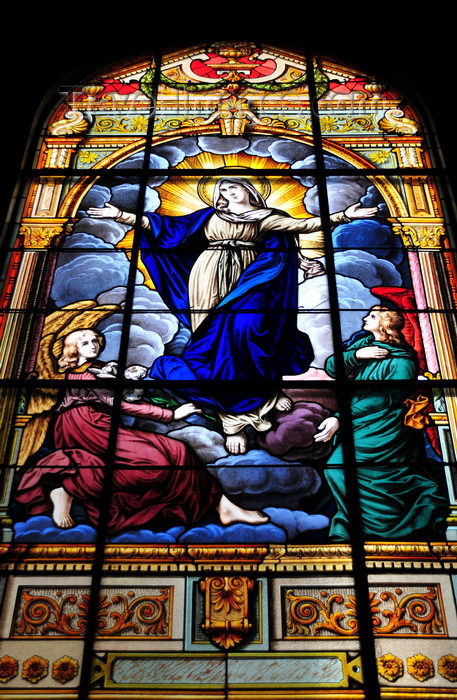 costa-rica75: San José, Costa Rica: Metropolitan Cathedral - stained glass - Virgin Mary - photo by M.Torres - (c) Travel-Images.com - Stock Photography agency - Image Bank