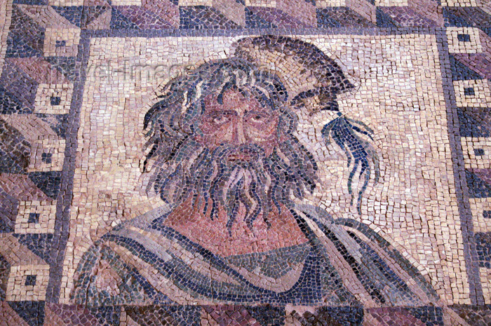 cyprus102: Paphos, Cyprus: Roman mosaic in the house of Dionysos - winter - bearded man - photo by A.Ferrari - (c) Travel-Images.com - Stock Photography agency - Image Bank