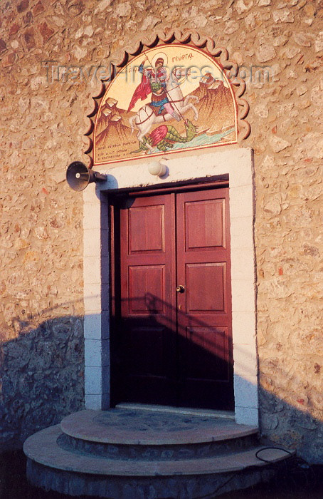 cyprus28: Cyprus - Akamas region - Paphos district - St George over a church door - photo by Miguel Torres - (c) Travel-Images.com - Stock Photography agency - Image Bank