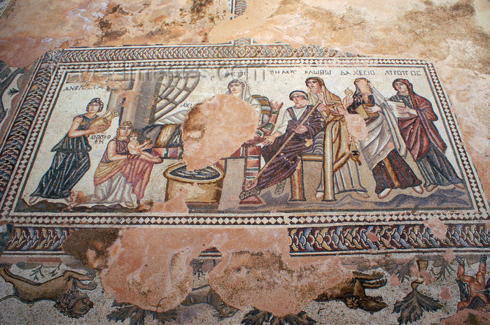 cyprus91: Paphos, Cyprus: first bath of Achilles - Roman mosaics in the house of Theseus - photo by A.Ferrari - (c) Travel-Images.com - Stock Photography agency - Image Bank