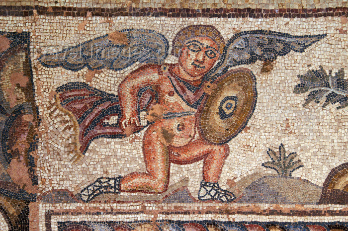 cyprus93: Paphos, Cyprus: first bath of Achilles - angel - Roman mosaics in the house of Theseus - photo by A.Ferrari - (c) Travel-Images.com - Stock Photography agency - Image Bank