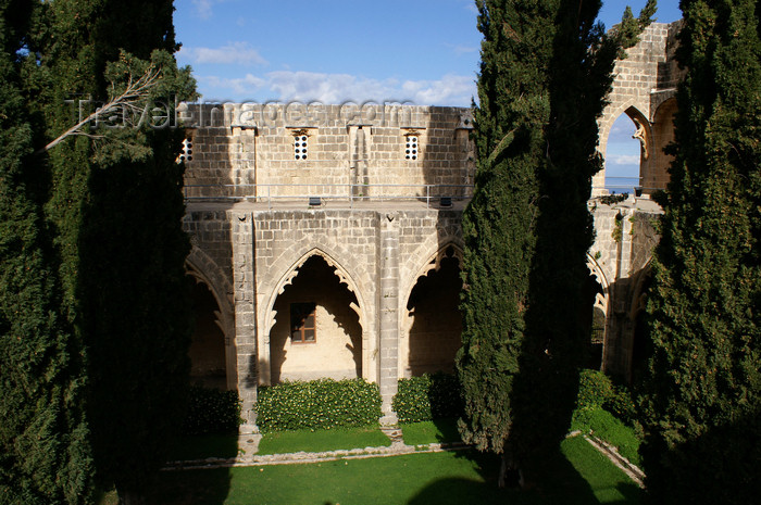 cyprusn64: Bellapais, Kyrenia district, North Cyprus: Bellapais abbey - courtyard with Mediterranean Cypress trees - photo by A.Ferrari - (c) Travel-Images.com - Stock Photography agency - Image Bank