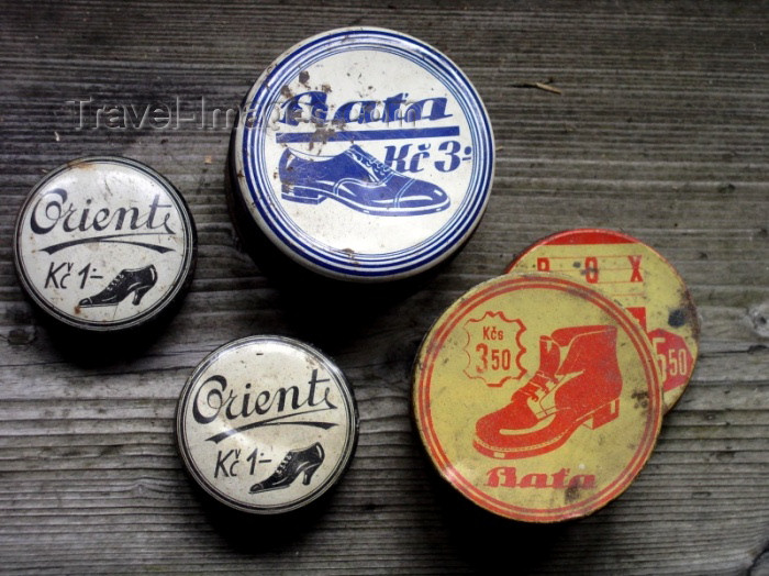 czech167: Czech Republic - Zlín: Old shoe creams made by Czech shoemaker Bata - Batovy závody - photo by J.Kaman - (c) Travel-Images.com - Stock Photography agency - Image Bank