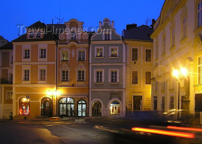 czech229: Czech Republic - Hradec Králové: colorful houses on the main square - night - photo by J.Kaman - (c) Travel-Images.com - Stock Photography agency - Image Bank