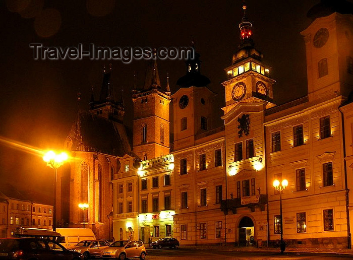 czech231: Czech Republic - Hradec Kralove: Town hall - Velké námestí - nocturnal - photo by J.Kaman - (c) Travel-Images.com - Stock Photography agency - Image Bank