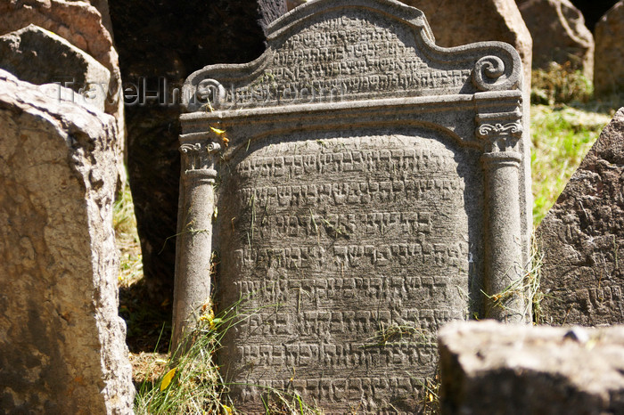 czech447: tomb stone at the Jewish Cemetery, Prague, Czech Republic - photo by H.Olarte - (c) Travel-Images.com - Stock Photography agency - Image Bank