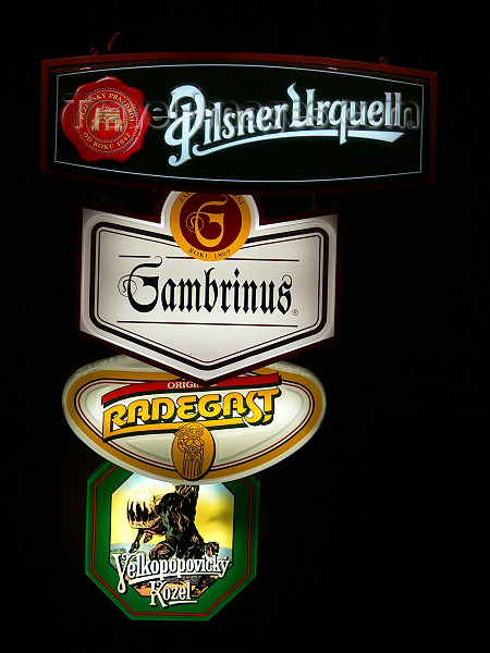 czech462: Prague, Czech Republic: Czech beer - Pilsner Urquell, Gambrinus, Radegast, Velkopopovixky Kozel - photo by J.Kaman - (c) Travel-Images.com - Stock Photography agency - Image Bank