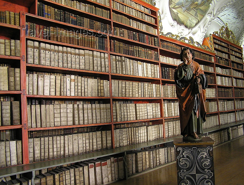czech467: Prague, Czech Republic: Strahov Monastic Library  - books and saint - photo by J.Kaman - (c) Travel-Images.com - Stock Photography agency - Image Bank