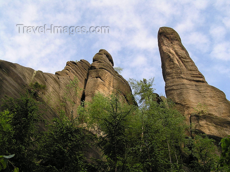 czech519: Czech Republic - Broumov area - Nachod District: pinnacles and sky - Broumovske steny - Hradec Kralove Region - photo by J.Kaman - (c) Travel-Images.com - Stock Photography agency - Image Bank