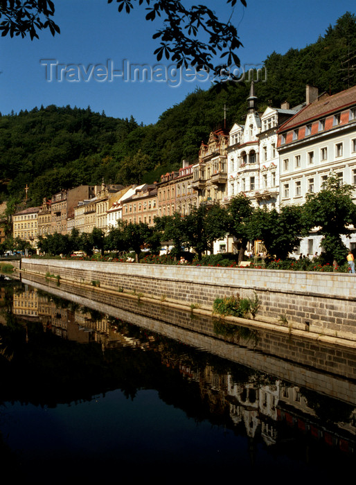 czech531: Czech Republic - Karlovy Vary / Carlsbad: facades along the river Ohre - riverside promenade - photo by J.Fekete - (c) Travel-Images.com - Stock Photography agency - Image Bank