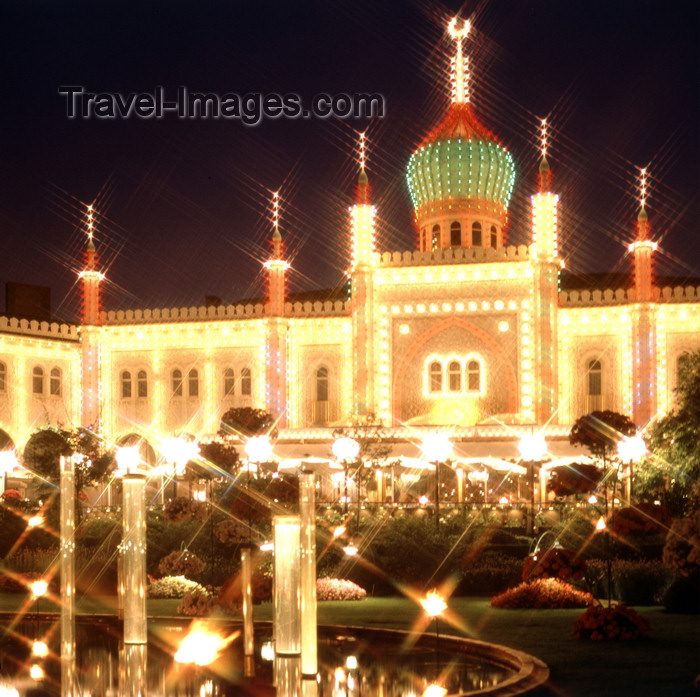 denmark23: Copenhagen, Denmark: Tivoli Gardens at night - amusement  park - photo by J.Fekete - (c) Travel-Images.com - Stock Photography agency - Image Bank