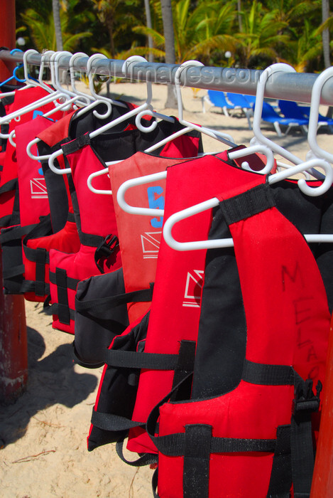 dominican172: Punta Cana, Dominican Republic: life jacket rack - Arena Gorda Beach - photo by M.Torres - (c) Travel-Images.com - Stock Photography agency - Image Bank