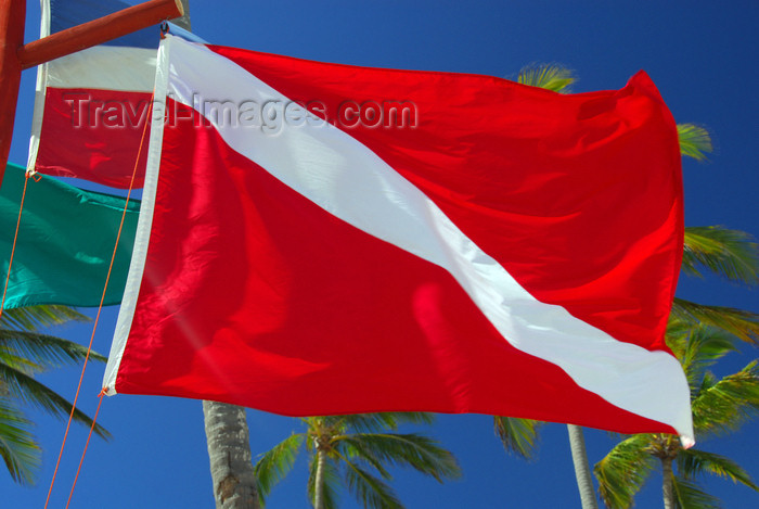 dominican174: Punta Cana, Dominican Republic: diver down flag - Arena Gorda Beach - photo by M.Torres - (c) Travel-Images.com - Stock Photography agency - Image Bank