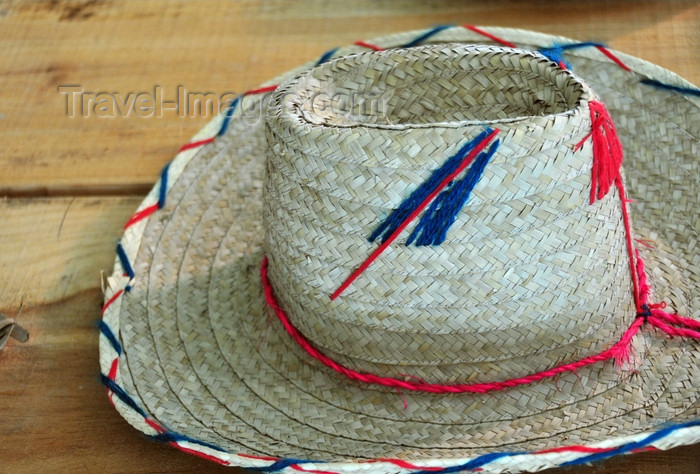 dominican268: El Catey, Samaná province, Dominican republic: Panama hat with Dominican colors - Samaná El Catey International Airport - photo by M.Torres - (c) Travel-Images.com - Stock Photography agency - Image Bank