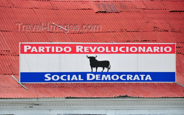 dominican284: Puerto Plata, Dominican republic: a political party uses Spain's Black Osborne Bull as its symbol - Parque Central - Partido Revolucionario Social Democrata - photo by M.Torres - (c) Travel-Images.com - Stock Photography agency - Image Bank