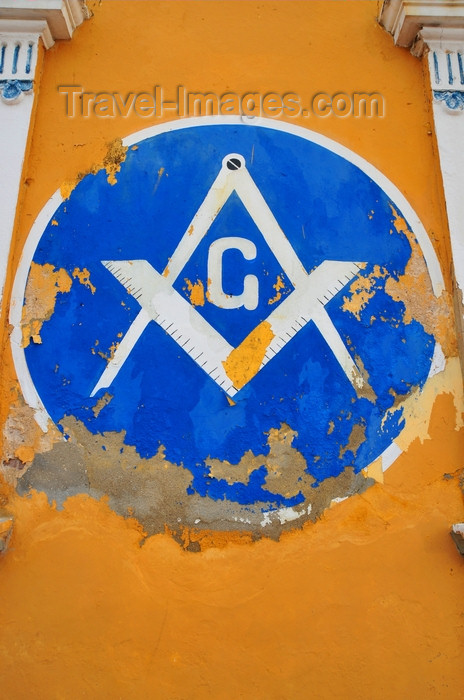 dominican300: Puerto Plata, Dominican republic: Masonic Square and Compasses - symbolism at the Malecón - Restauración masonic lodge - Respetable Logia Restauración al Or.·. de Puerto Plata - photo by M.Torres - (c) Travel-Images.com - Stock Photography agency - Image Bank